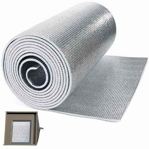 Tebery 5 mm Reflective Insulation Roll, 15.7 in x 13 Ft Window Insulation Film, Waterproof Heat Reflective Sheet Cover for Summer Winter, Double Layer Bubble Foam for RV, Walls, and Doors