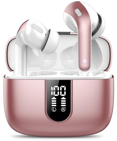 Auriculares Inalámbricos Bluetooth, Auriculares Bluetooth 5.3, 4 Mic con Reducción de Ruido ENC, 50H con Graves, Cascos Inalambricos Bluetooth IP7 Impermeable, Carga Rápida USB-C, Ajuste Cómodo
