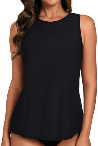 Hanna Nikole Tankini-topp för kvinnor, endast bluson badbadbaddräktstopp, Svart, XXL