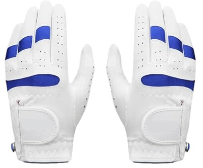Genérico Guante de Golf Guantes de Golf for niños Transpirables Antideslizantes Mano Izquierda Derecha 1 par(White Blue,17)