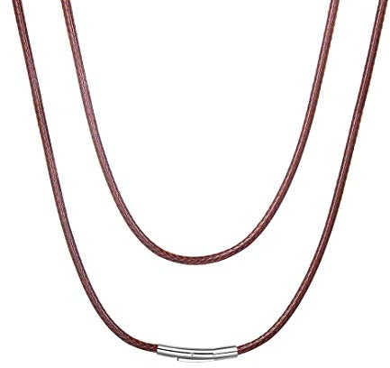 ChainsHouse Uomo Donna Collana in Corda di Cera Intrecciata Impermeabile Nero/marrone 2 / 3mm Larghezza 16-30 Collana in Pelle Fai-da-te Per Pendente con Fermaglio in Acciaio Inossidabile