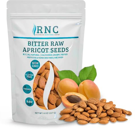 Raw Bitter Apricot Seeds (Kernels) – California Grown – Non-GMO & Vegan – 8 oz Resealable Pouch
