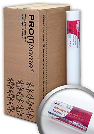 Profhome 399-130-9-AP Öko Renoviervlies 130 g Malervlies glattes Vlies rissüberbrückende umweltschonende Vliestapete nachhaltig weiß 168,75 qm 1 Karton 9 Rollen FSC® MIX Nr. TSUD-COC-001718-KR
