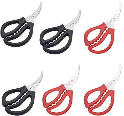 6Pak Stainless Steel Seafood Scissors for Kitchen Seafood Fish Crab Shrimp Lobster Multifunction Seafood Shears Tool