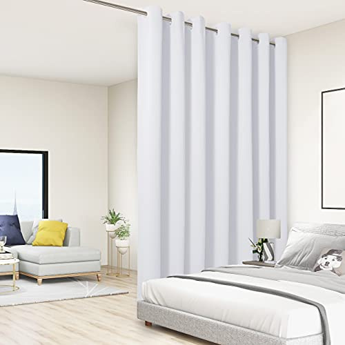 Bonzer rumsavdelare gardin skärmskiljeväggar total integritet vägg breda mörkläggningsgardiner för delat rum, 213 L x 108 W cm (7 L x 9 B fot), 1 panel, gråvit