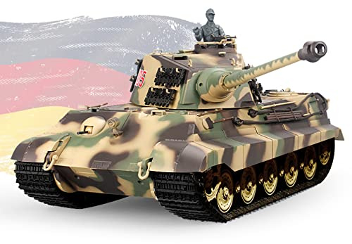 Ferthor Fun Heng Long RC Tank for Adults 1:16 2.4ghz German Tiger King Henschel Remote Control Tank Model (320-Degree Rotating Turret) RC Tanks That Shoots Military Vehicles Gifts for Age 14+