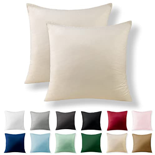 Alreya 2er-Set Renforcé Kissenbezug 50 x 50 cm - 100% Baumwolle mit Reißverschluss, Superweicher Kopfkissenbezug 50x50, Kissenhülle, Beige, nur Kissenbezug