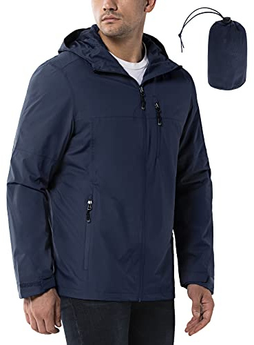33,000ft Imperméable pour Homme, Veste de Pluie Ultra-légère Coupe-vent, Respirante et Compressible avec Capuche - Running Et Cyclisme