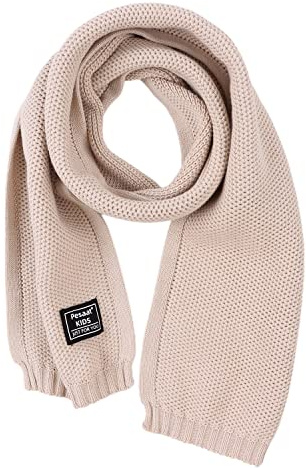 Pesaat Coton Enfant Écharpe Fille Garçon Cache Cou Pour Bébé Autumn Hiver Tricoté Écharpe (Beige)