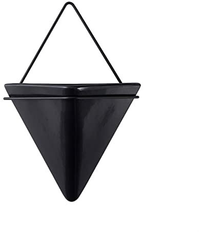 PEVSCO Blumentopf Kreativer, an der Wand befestigter Blumentopf for den Innenbereich, einfache Hydrokulturvase, Keramikpflanzer, stanzfreie Installation Pflanzvase (Color : Schwarz, Size : Small)