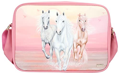 Depesche 12244 Miss Melody Sundown - Umhängetasche in Rosa mit goldenen Applikationen, Tasche mit Reißverschluss und längenverstellbarem Tragegurt