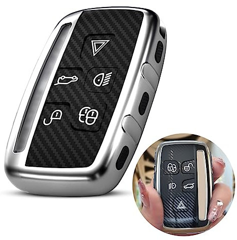 Key Fob Case Cover Fits for 5 Button Land Range Rover Discovery Jaguar, TPU Key Fob Case for JAGUAR F-PACE F-TYPE XE XF XFR XJ Compatible with LAND ROVER RANGE ROVER DISCOVERY EVOQUE LR2 LR4