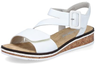 Rieker Damen Klassische Sandalen V3660, Frauen Sandalen,Sommerschuhe,Freizeitschuhe,offene Schuhe,Strandschuhe,Weiss (82),42 EU / 8 UK