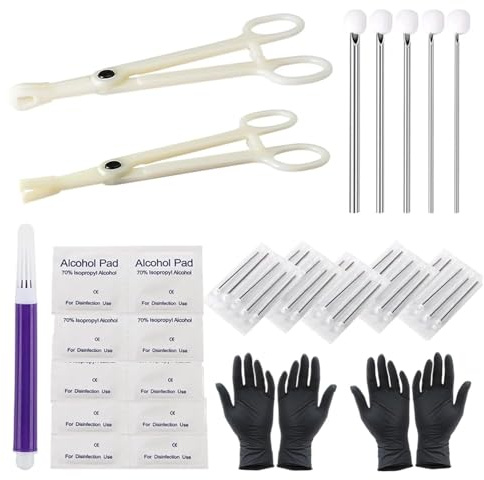 Rayyl Piercing Kit, Ear Piercing Needles 12G, 14G, 16G, 18G, 20G with Different Piercing Clamps