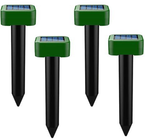 4X Répulsif Anti Taupes, Solaire,Ultrason,ultrasons borne pour Taupes, Serpents campagnols Gophers et Autres Répulsif -Square