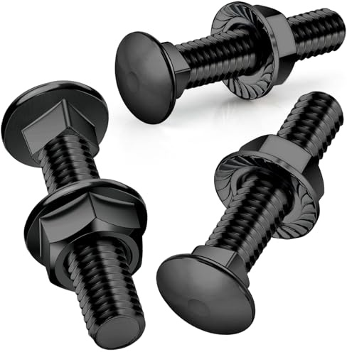 SWTYExt M6 Coach Bolts 25 Pcs Carriage Bolts M6x30mm Coach Bolt 304 Stainless Steel Black Oxide with Flange Hexagon Nuts DIN 6923 for Construction Industrial Machinery Home Decoration