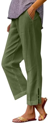 Pantaloni Da Donna In Lino Vita Alta Comodi Casual Pantalone Leggeri Lunghi Estivi Larghi Pantaloni Da Spiaggia Jng Sportivi Elastici In Vita Pantalone Con Tasche Lavoro Morbidi Traspiranti Pants