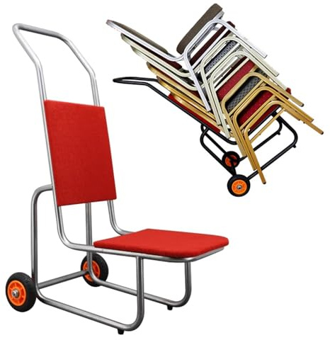 Commercial Chair Dolly Cart, Heavy-Duty Transport Trolley for Flat Stacking Plastic and Wood Chairs, Ideal for Storage and Moving