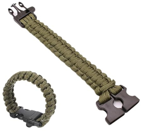 FYHJNC Survival Paracord Bracelets, Braided Parachute Bracelet with Plastic Buckle Party Favors Camping Gifts Outdoor Wraps for Men, Dark Green