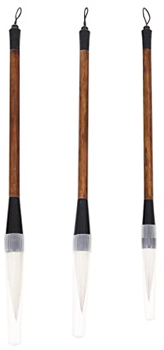 Sosoport Set 3 Pezzi Pennelli per Calligrafia Tradizionale Cinese in Legno, Pennelli Kanji per Scrittura e Disegno Artistico, Accessori Calligrafia per Principianti e Amanti Dell’arte
