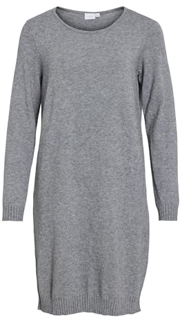 Vila dam Viril L/S stickad klänning Noos, Medium grå melerad, M