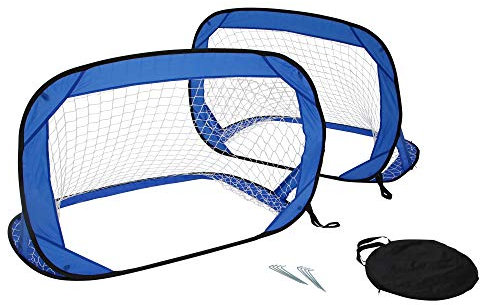 DREAMSPORTS 24 Fußballtor-2er-Set für Kinder und Erwachsene - 2 Mini Pop-up Fussballtore für Garten und Strand - Faltbar, zum Mitnehmen und wie Wurfzelt aufbaubar. Größe: 120 x 80 cm