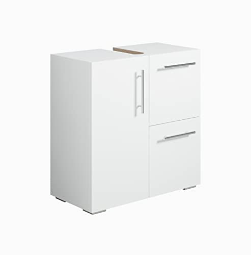 Badplaats Waschbeckenunterschrank Mars 60 x 30 cm Weiß Matt - Stehender Badezimmerschrank mit 2 Türen und 1 Schublade