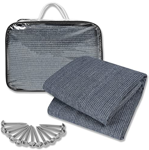 Froadp Tappeto da Campeggio HDPE Stuoia ll'aperto Antiscivolo Tappetino per Tende da Sole con Foro in Alluminio e Borsa per Il Trasporto Tendalino Camper Lavabile per Roulotte Veranda (400x600cm)