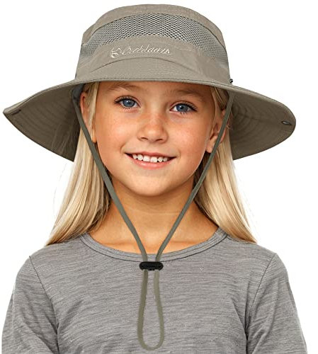 Durio Baby Sonnenhut für Mädchen und Jungen ,Sonnenhut Kleinkind, Kinder Fischerhut ,Sommerhut Breiter Krempe, Strandhut für Mädchen Jungen Tiefes Khaki 4-8 Jahre