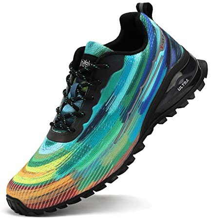 Kricely Zapatillas de Trail Running Hombre Outdoor Antideslizantes Transpirables Zapatos de Senderismo Zapatillas Trekking Tenis Calzado Deporte Ligero Casuales Sneakers Tie-Dye 43