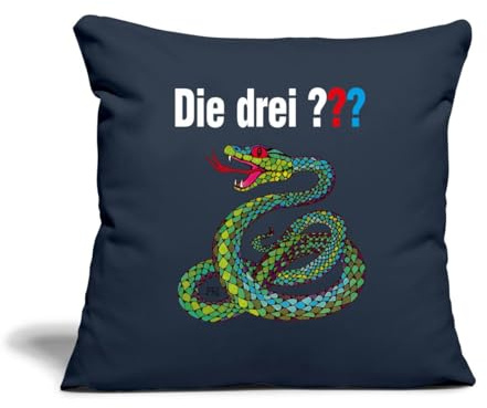 Spreadshirt Die DREI Fragezeichen und die singende Schlange Kissenbezug 45x45 cm, One Size, Navy