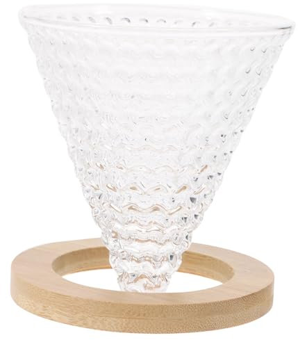 TOPBATHY Embudo De Café Forma De Cono Transparente Soporte De Madera, Filtro Reutilizable para Cafetera Portátil, Material Ligero, Accesorio para Preparar Café Casa