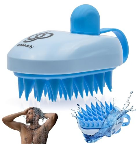 GLOBEAUTY - Massaggiatore Cuoio Capelluto, Tappo E Setole In Silicone, Effetto Morbido, (Azzurro)
