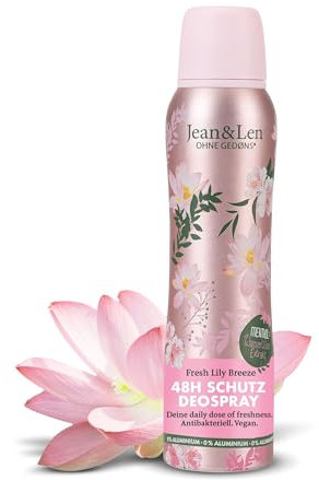Jean & Len Deospray Fresh Lily Breeze, schenkt bis zu 48h zuverlässigen Deo-Schutz, mit Wasserlilien-Extrakt und Menthol, wirkt antibakteriell, ohne Aluminium (ACH), vegan, 150 ml