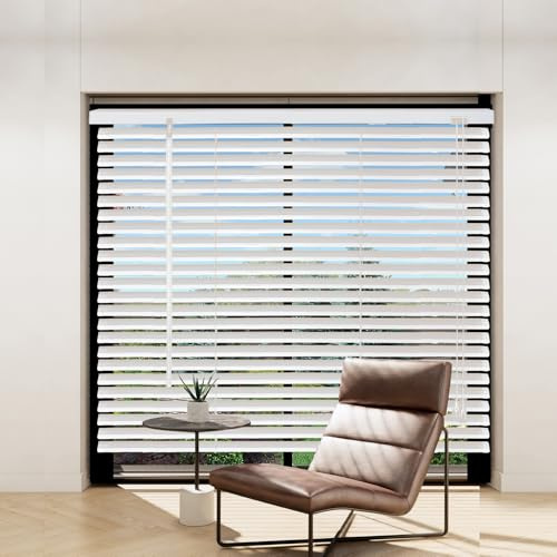 Taplzmg Aluminium Jalousie 110 x 220 cm, mit Klemmträgern, Jalousie ohne Bohren, Sichtschutz, Sonnenschutz, Aluminium Jalousie für Fenster und Türen, Weiße.