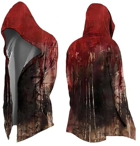 Duohropke Cosplay Viking Sweat à capuche pour homme - Longueur moyenne - Mythe nordique - Cool Biker - Veste en tricot avec capuche - Printemps - Automne - Veste traditionnelle - Cadeau médiéval