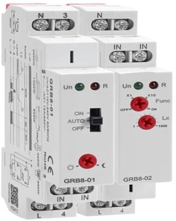GRB8-01/02 Din Rail Twilight Switch Photoelectric Timer Light Sensor Relay AC110V-240V Auto ON Off,high-Performance