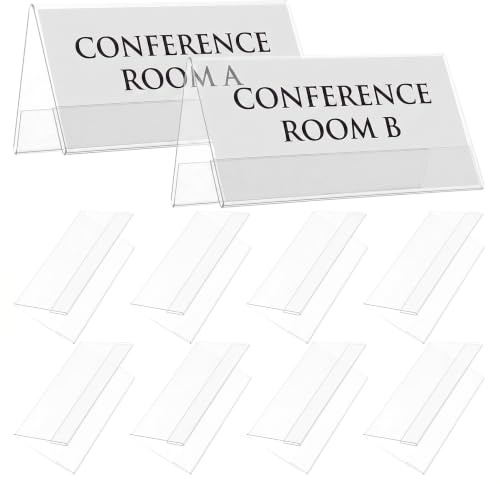 SUPVOX Lot de 10 Chevalets de Table en Plastique Pet Transparent, Supports Doubles Faces 12x6 Cm pour Plaques Nominatives, Porte-étiquettes de Conférence Adaptés Bureaux et Réunions