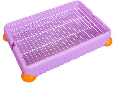 Pugermering Bunny Litter Tray Toilet for Rodent Cage with PP Mesh Removable Grid Toilet Box Small Size Suitable for L, L, purple