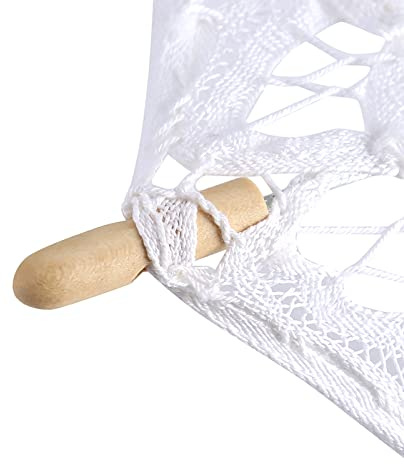 Mrisata Spetsparaply, Elegant Bröllopsparasoll i Bomullstyg med Trähandtag och 8 Revben, för Bröllopsfotograferingsdekoration (Stor 52x5cm)