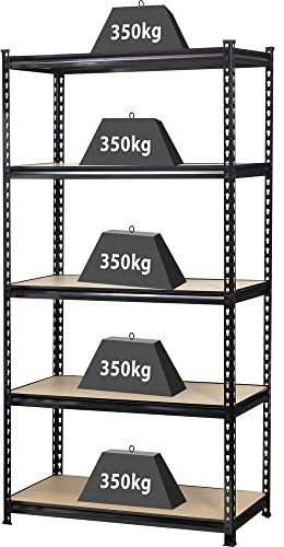 TOOLCRAFT 1530556 Lagerhylla som klarar belastning upp till 350 kg Metall, MDF Trägolv Antracit/svart