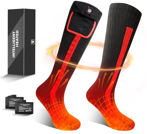 Calze Riscaldate per Uomo e donna Calzini Elettrici 7.4V 2200MAH Batteria Ricaricabile Scaldapiedi Invernali per Sport Esterno Pesca Escursionismo Ciclismo Caccia Calze Calde Interni ﻿