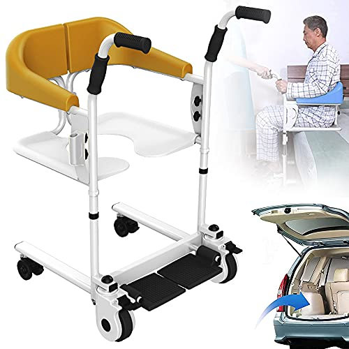 ZH-VBC Silla Ducha WC con Ruedas y Pies Abatibles, Silla de WC con Ruedas, Silla de Ruedas con Inodoro, Discapacitados, Minusválidos, Silla Orinal con Ruedas, Reposabrazos,BasicVersion