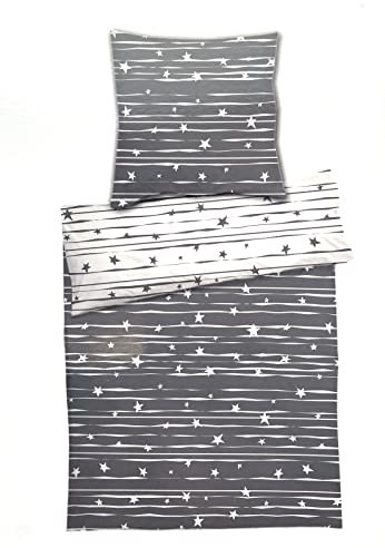 heimtexland ® Bettwäsche Set 80x80 200x135 aus kuschelig weichem Microfaser Fleece Allergiker Bettbezug Typ785 Sterne