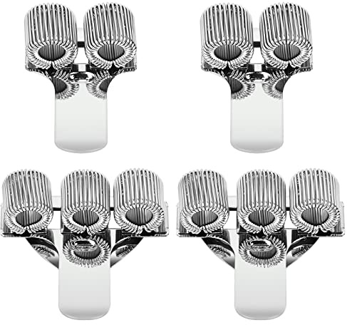 Vesaneae 4 Stück Metall-Stifthalter, Silber, 2 Löcher/Drei Löcher, Einstellbare Federschlaufe, Stifthalter Organizer für Taschen, Stifte, Bleistifte, Marker