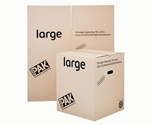StorePAK Große Umzugskartons mit Griffen – (7 Stück) – 116 Liter – 100% recycelbar – H 55 x B 46 x T 46 cm – groß, braun