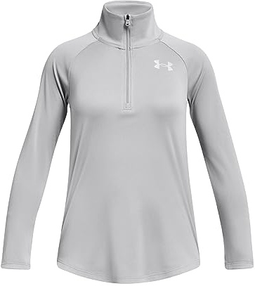 Under Armour Fille UA Tech Graphic 1/2 Zip – T-shirt manche longue pour fille, haut de sport avec col zippé, T-shirt enfant ample et léger