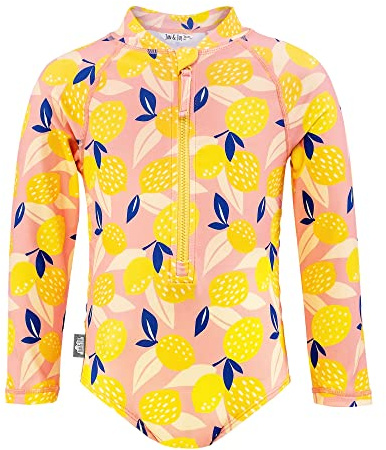 JAN & JUL UPF 50+ Quick-Dry Rash Guard Bathing Suit for Toddler Girls (4T, Summer Citrus)