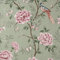 Akina Floral Sage Green Luxury Fabric Effect Wallpaper - Flowers Birds Leaves - Modern Contemporary Textured Vinyl