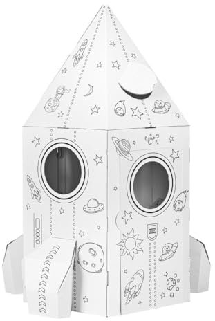 Tektorado - Spielhaus aus Pappe für Kinder - Kinderspielhaus aus Karton zum Bemalen und Spielen - für Outdoor & Indoor - für Kinder ab 3 Jahren - Rakete